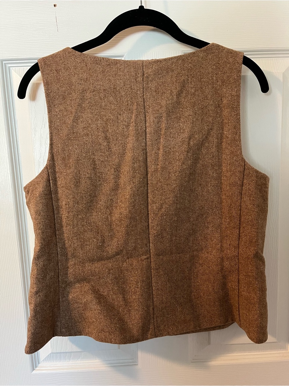 LOFT Tan Tweed Button-Front Women's Vest - Picture 5 of 5